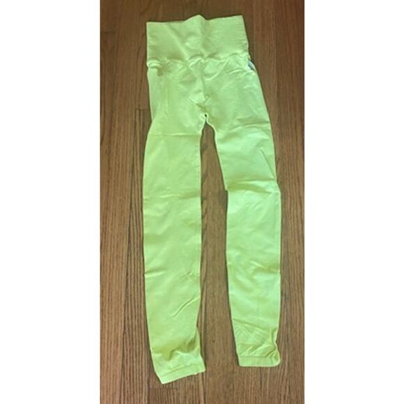 FREE PEOPLE MOVEMENT Women's Leggings High Rise Pull On XS/S Highlighter Yellow - Picture 4 of 4